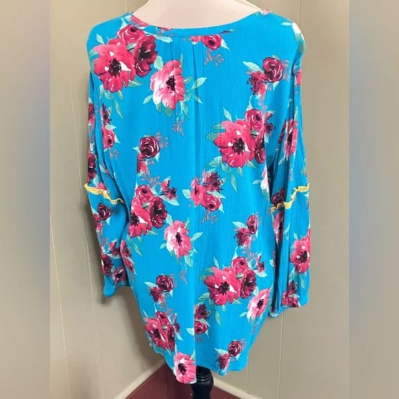 The Pioneer Woman XXL Embroidered Babydoll Floral Blouse Cottagecore Boho Spring - Picture 4 of 11